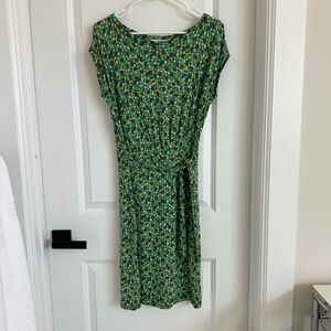 Boden Green and Blue Patterned Midi Dress